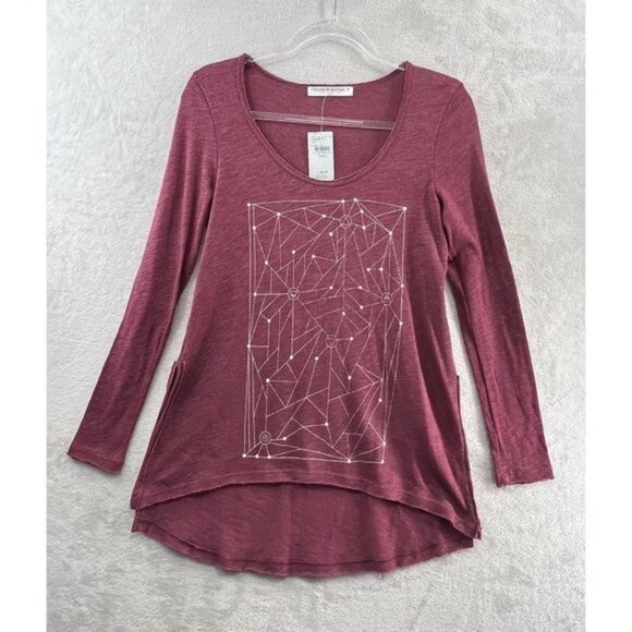 Project Social T Womens Small Geo Red Long Sleeve Lightweight Knit‎ NWT - Picture 2 of 12